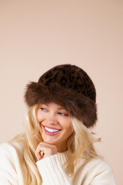 Brown Leopard Faux Fur Hat