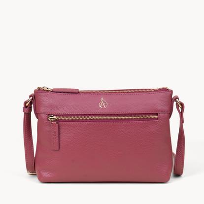 Pink 'Becky' Pebble Grain Real Leather Crossbody Bag