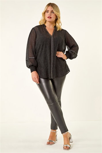 Curve Shimmer Chiffon Blouse 20231308