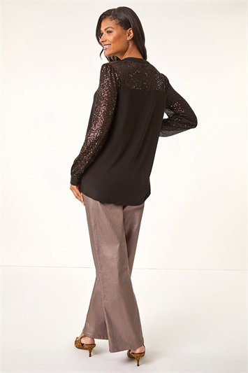 Embellished Sequin Stretch Blouse 10028019