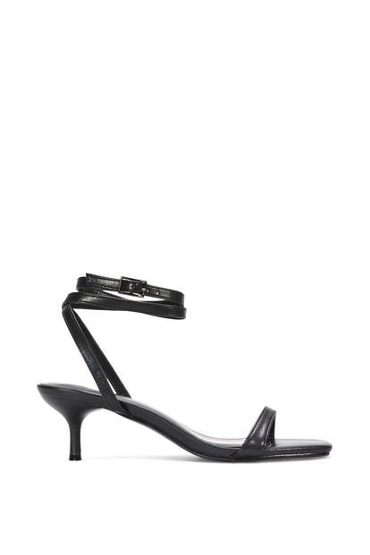 Black 'Nikita' Strappy Low Kitten Heel Sandal Shoes