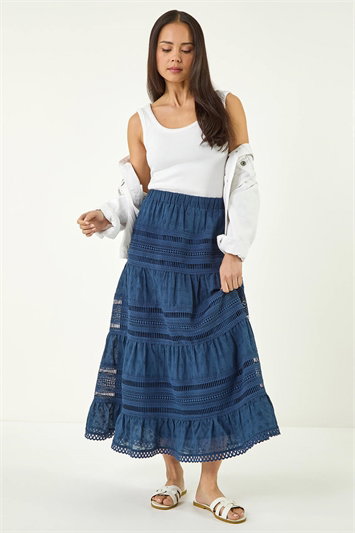 Petite Lace Trim Maxi Skirt 17075960