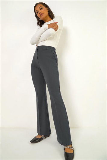Grey Bootcut Leg Stretch Trousers