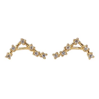 Metallic Libra Star Sign Constellation Astrology Tiny Earrings