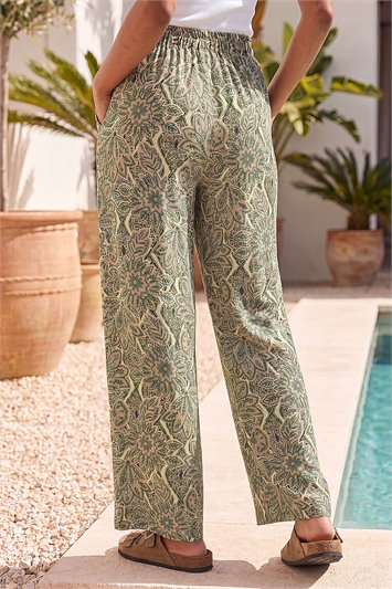 Petite Paisley Print Wide Leg Trouser 18093788