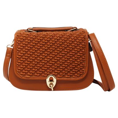 Brown Rouched Front Crossbody With Clasp Button