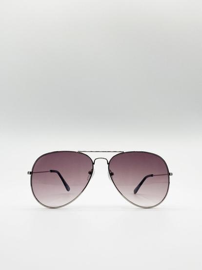 Metallic Classic Aviator Metal Frame Sunglasses
