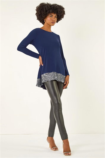 Sequin Hem Tunic Stretch Top 19242160