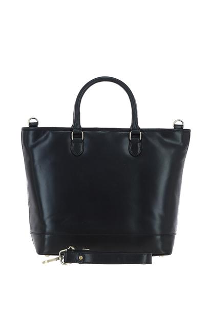 Black Large Real Leather Shopper Bag