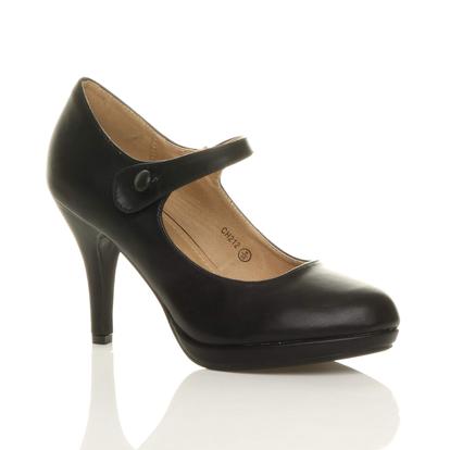Black High Heel Mary Jane Court Shoes