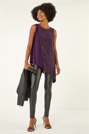 Sparkly Asymmetric Stretch Vest 19436476