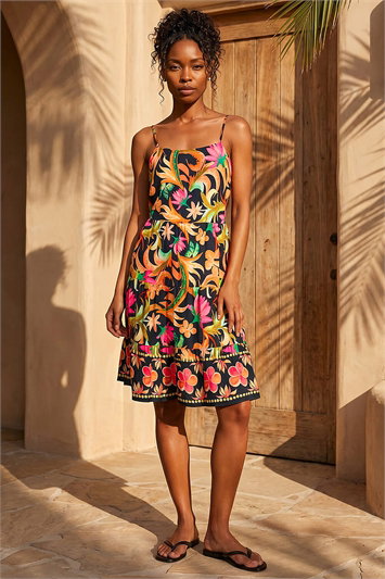 Floral Border Strappy Dress 14910169