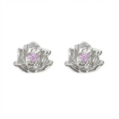 Metallic Alexandrite June Birthstone Rose Birthflower Stud Earrings