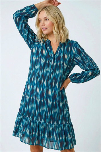 Petite Ikat Print Tiered Hem Dress 14749691