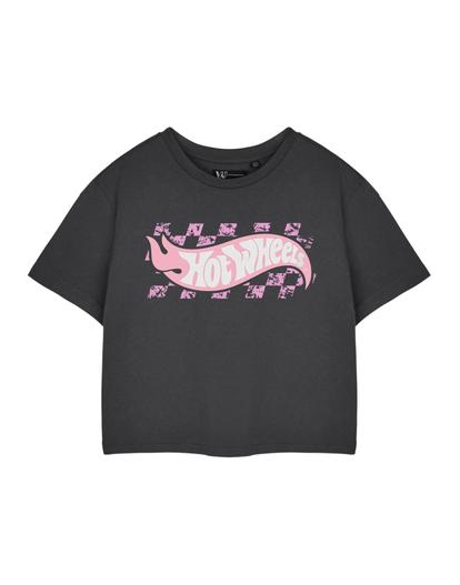 Grey Hot Wheels Cropped Short Sleeved T-Shirt