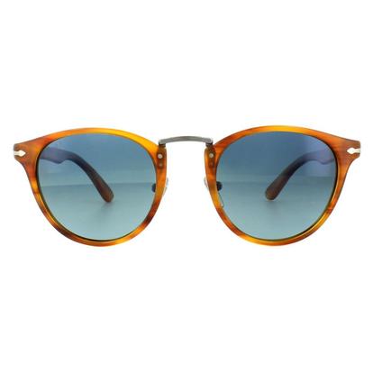 Brown Round Striped Brown Blue Polarized Sunglasses