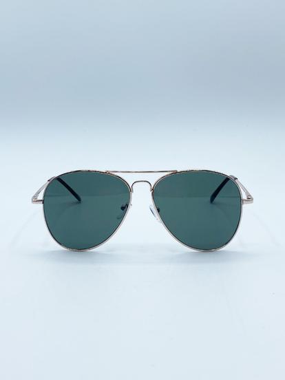 Green Gold Frame Aviators With Khaki Lenses