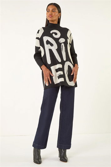 Abstract Slogan Knit Jumper 16225008