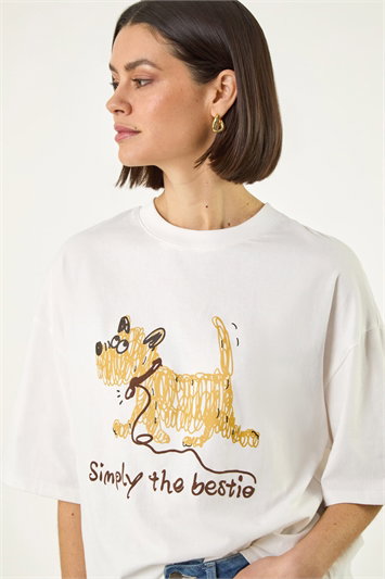 White Cotton Simply The Bestie T-Shirt