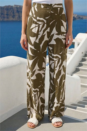 White Floral Mono Wide Leg Trouser