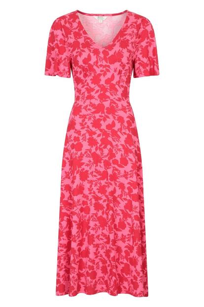 Pink Como Flowers Midi Dress