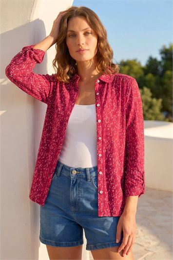 Petite Abstract Spot Stretch Shirt 10224178