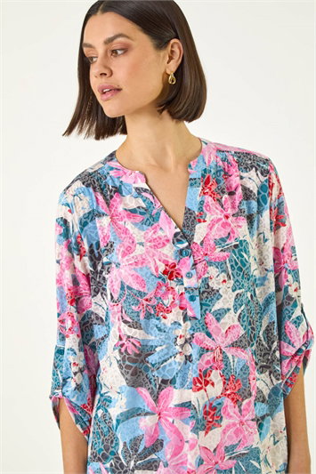 Pink Burnout Floral Print Shirt