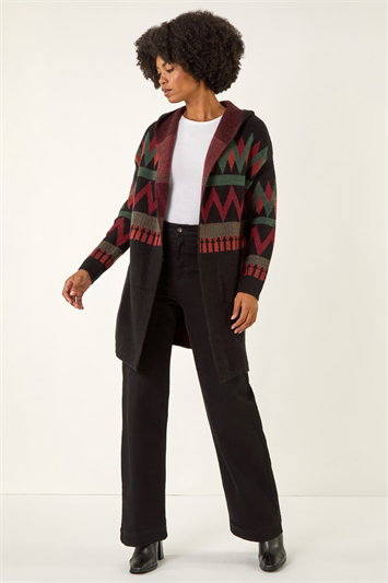 Nordic Pattern Hooded Knit Cardigan 16246108