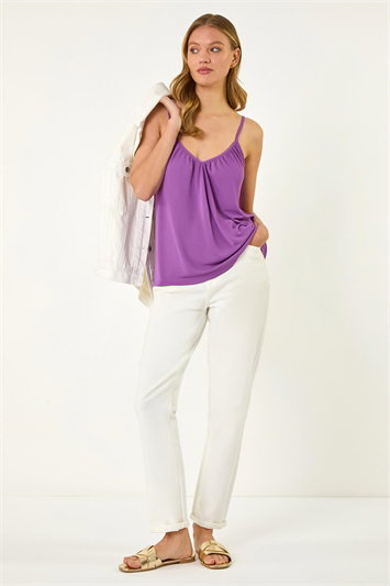 Gathered V-Neck Stretch Vest Top 19301376