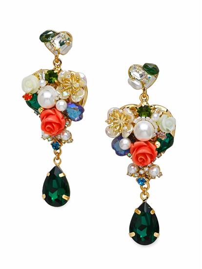 Multi Romantic Garden Charm Drop Earrings