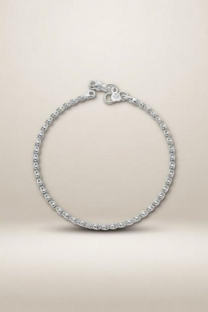Metallic Pure Silver Minimalistic Chain Indie Boho Silver Indian Payal Anklet