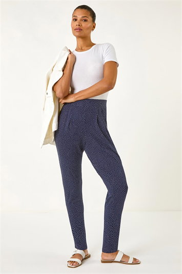 Blue Spot Print Harem Trouser