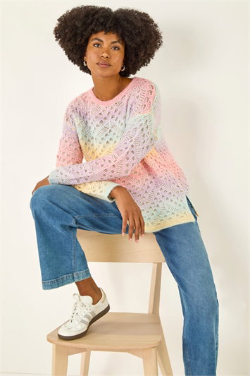 Multi Ombre Rainbow Knit Jumper