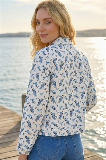 Floral Print Bengaline Denim Jacket 15055538