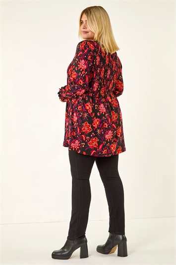 Curve Floral Print Stretch Top 19438278