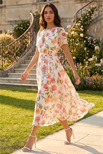 Floral Chiffon Pleated Dress 14858238