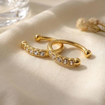 Metallic Dainty Ear Cuff Paved Conch Hoops No Piercing Required