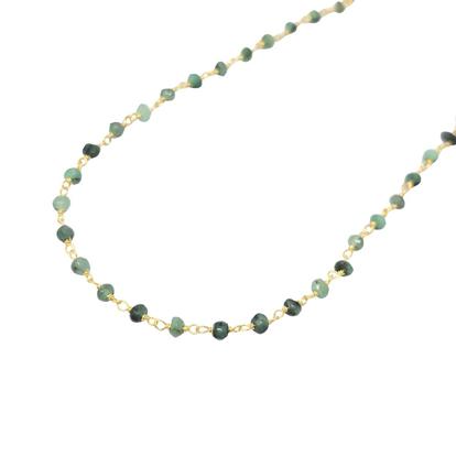 Metallic Raw Green Emerald Beaded Delicate Gold Plated Necklace
