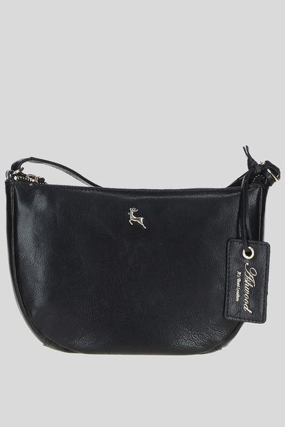 Black 'Naomi' Real Leather Compact Crossbody Bag