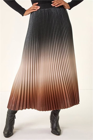 Cream Ombre Pleated Stretch Skirt