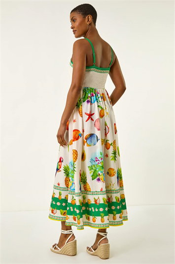 Fruit Print Strappy Midi Dress 14727638