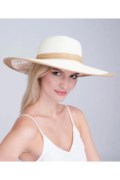 White Graciella - Wide Brim Sun Hat - Ivory