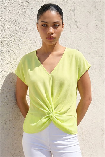 Yellow Petite Twist Hem Top