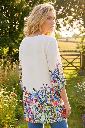 Floral Border Print Tunic Top 20222338