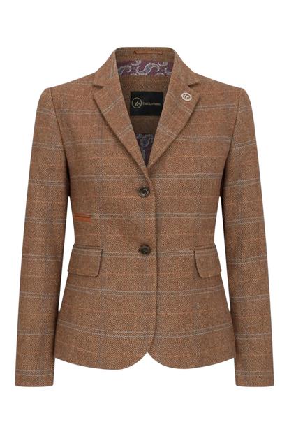 Brown Brown Tweed Blazer In Herringbone Check