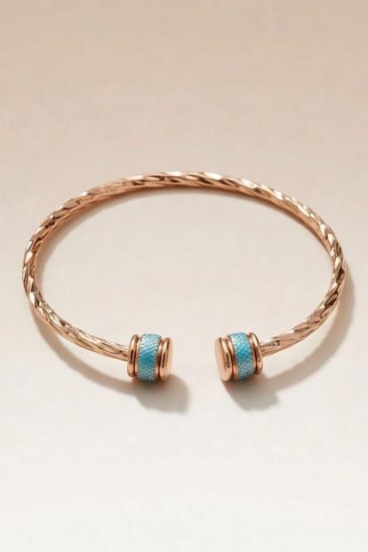 Metallic Slim Round Twist Rose Gold Minimalistic Thin Bracelet Bangle