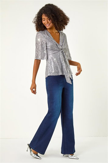 Dusk Sequin Tie Front Top 19242985