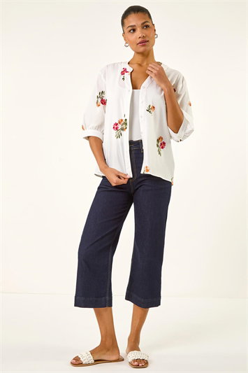 Floral Embroidered V-Neck Blouse 10225638