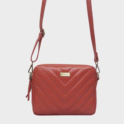 Red 'Iris' Quilted Soft Pebble Grain Leather Crossbody Bag