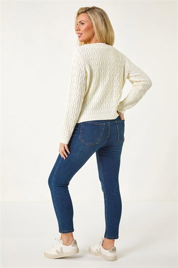 Petite Cable Knit Button Cardigan 16199538